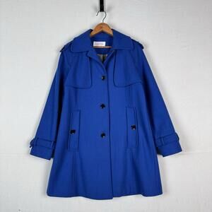 Calvin Klein Women’s Wool Blue Coat Jacket Size 6 Flap Cape Modern Formal